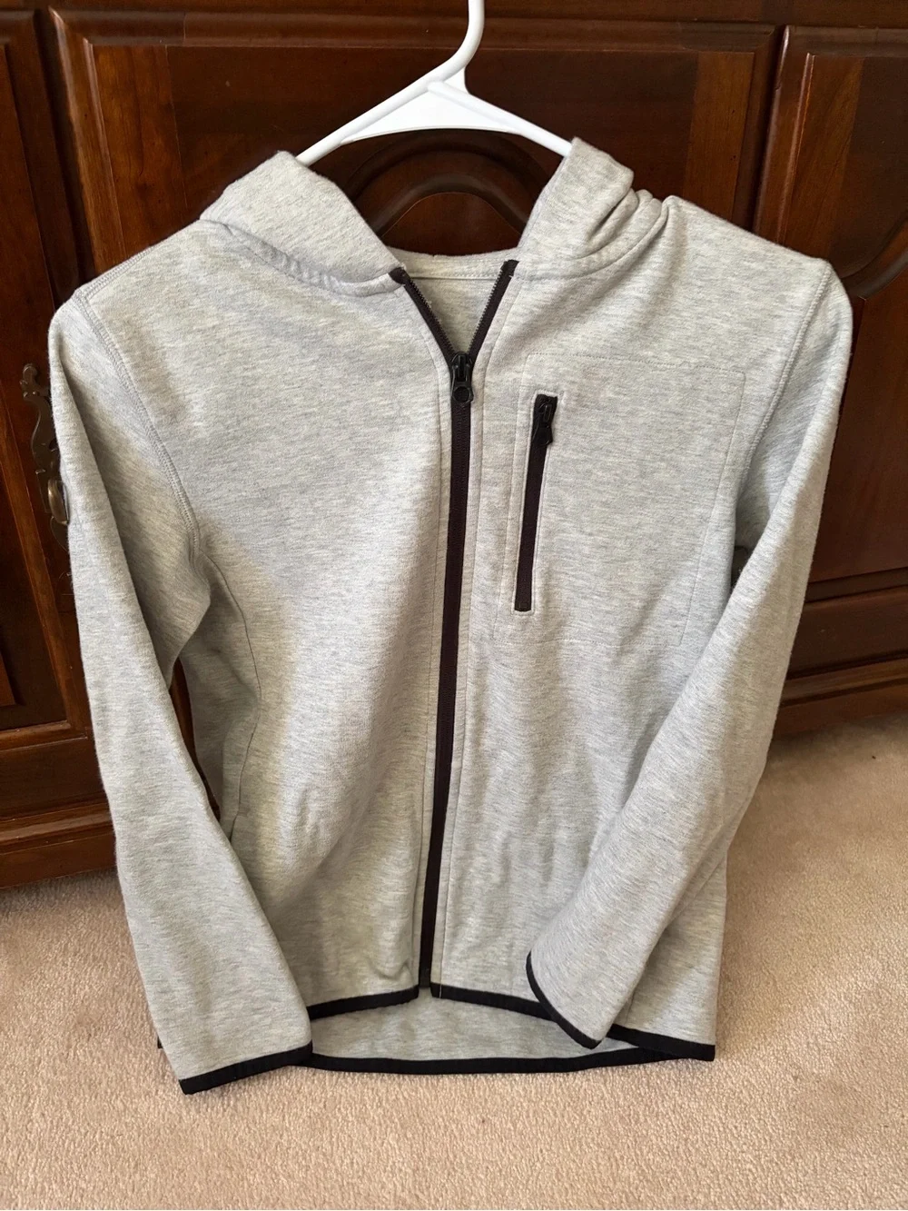 GAP Light Gray Hoodie with Black Trim